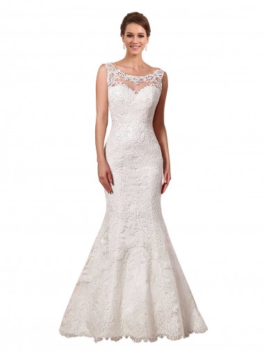 Ivory Sweetheart Sleeveless Lace Mermaid Sexy Wedding Dress Windon