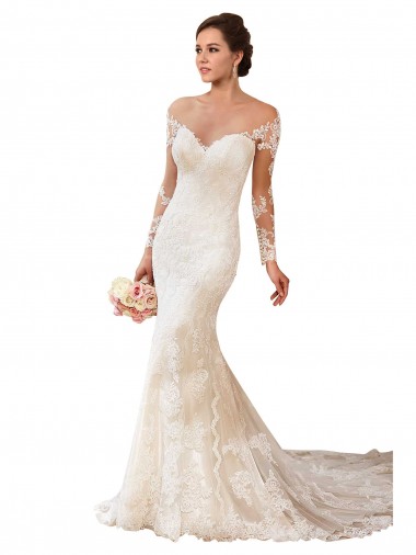 Ivory Sweetheart Long Sleeves Mermaid Wedding Gowns Windon