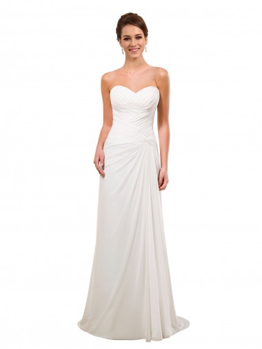 Ivory Sweetheart Sleeveless Sheath Wedding Gowns Windon