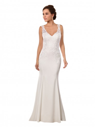 Ivory V-Neck Sleeveless Mermaid Sexy Wedding Dress Windon
