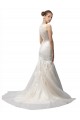 Ivory Illusion Neck Sleeveless Tulle & Lace Long Mermaid Wedding Dress Windon