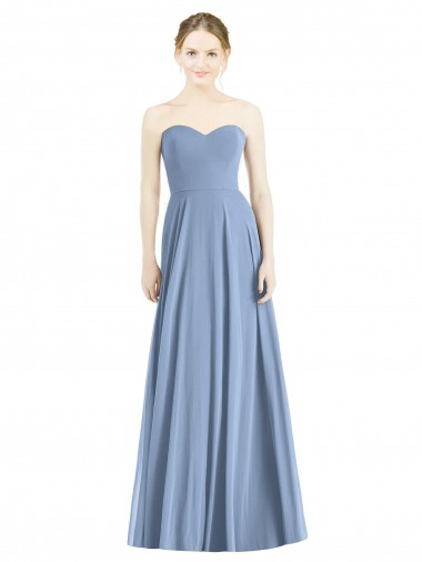 Dusty Blue Sweetheart Sleeveless A-Line Evening Dress / Bridesmaid Dress Windon