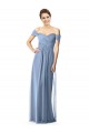 Dusty Blue Off the Shoulder Cap Sleeves A-Line Bridesmaid Dress Windon