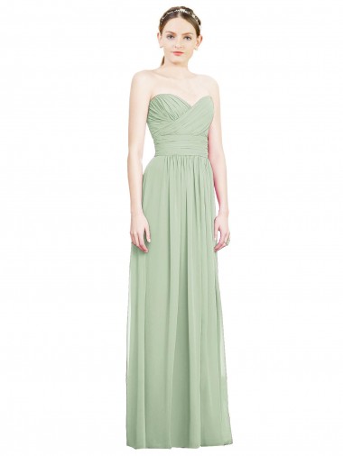 Sage Strapless Sleeveless Open Back A-Line Bridesmaid Dress Windon