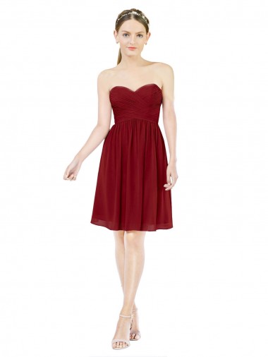 Burgundy Sweetheart Sleeveless A-Line Bridesmaid Dress Windon