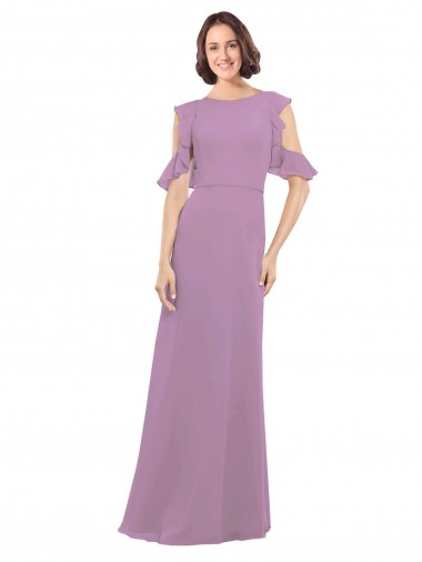 Dark Lavender High Neck Cold Shoulder Open Back A-Line Bridesmaid Dresses Windon