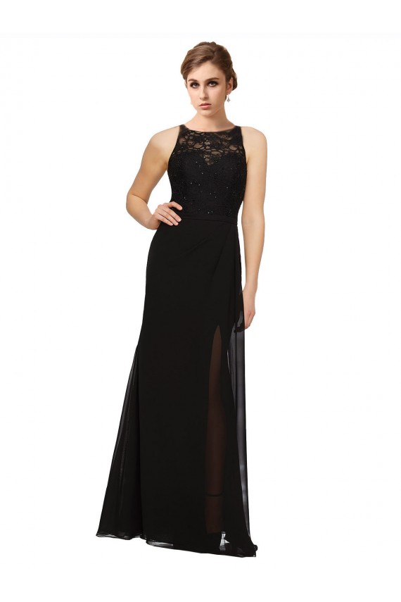 Black High Neck Sleeveless Sheath Bridesmaid Dress Windon