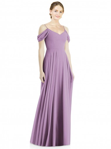 Dark Lavender Spaghetti Straps Sleeveless Low Back A-Line Semi Formal Evening Dress / Bridesmaid Dress Windon
