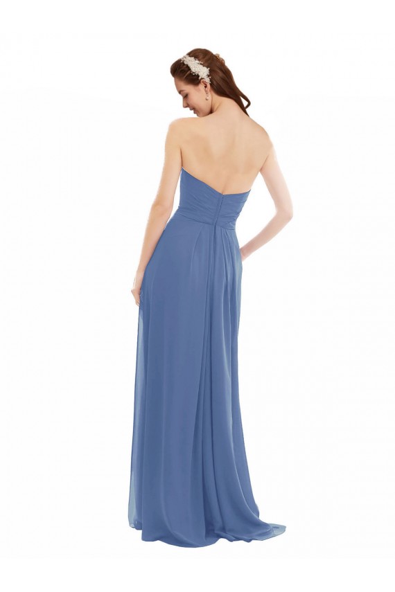 Windsor Blue Strapless Sleeveless A-Line Bridesmaid Dresses Windon