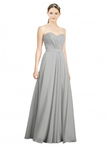 Silver Sweetheart Sleeveless Low Back A-Line Bridesmaid Dresses Windon