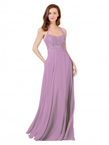 Dark Lavender Spaghetti Straps Sleeveless A-Line Bridesmaid Dress Windon