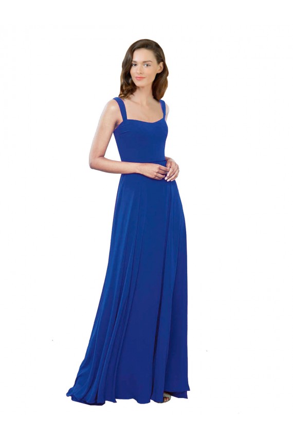 Royal Blue Square Neck Sleeveless A-Line Bridesmaid Dress Windon