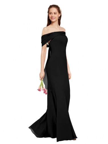 Black Off the Shoulder Sleeveless Mermaid Prom Dress / Bridesmaid Dress Windon