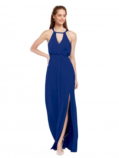 Royal Blue High Neck Sleeveless A-Line Bridesmaid Dress Windon