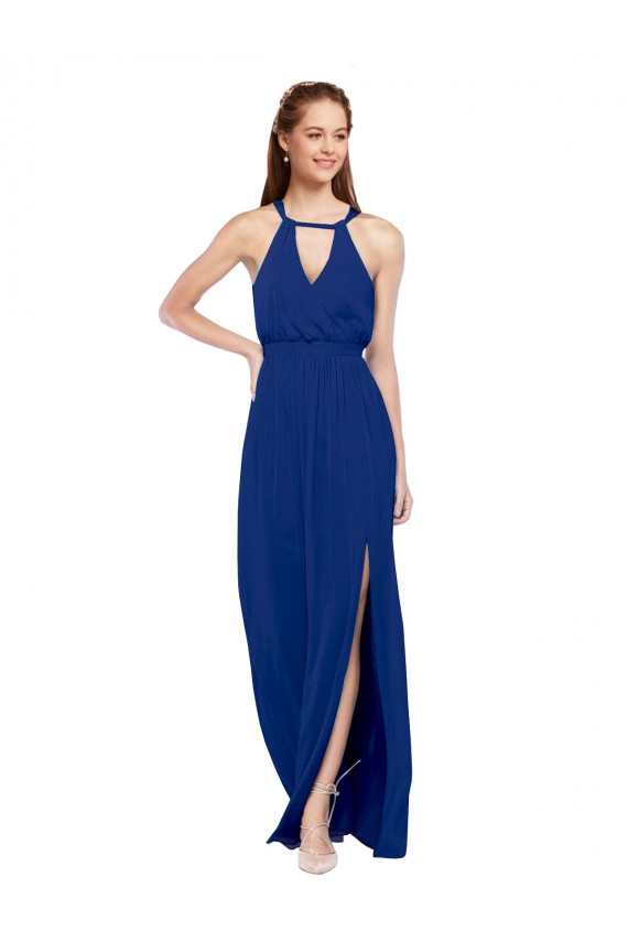 Royal Blue High Neck Sleeveless A-Line Bridesmaid Dress Windon