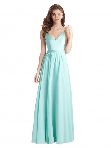 Waterfall V-Neck Sleeveless V-Back A-Line Bridesmaid Dress Windon