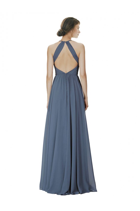 Silver Stone Halter Neck Sleeveless Open Back A-Line Formal Dress / Bridesmaid Dress Windon