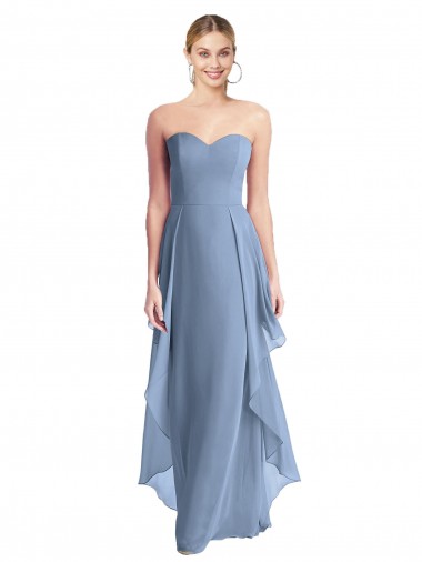 Dusty Blue Strapless Sleeveless A-Line Formal Dress / Bridesmaid Dress Windon