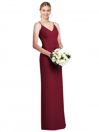 Burgundy V-Neck Sleeveless A-Line Formal Dress / Bridesmaid Dress Windon