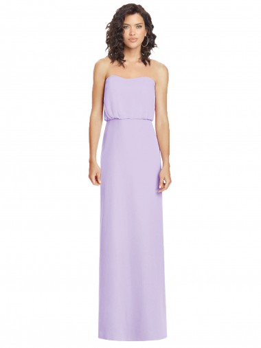 Lilac Strapless Sleeveless Low Back A-Line Formal Dress / Bridesmaid Dress Windon