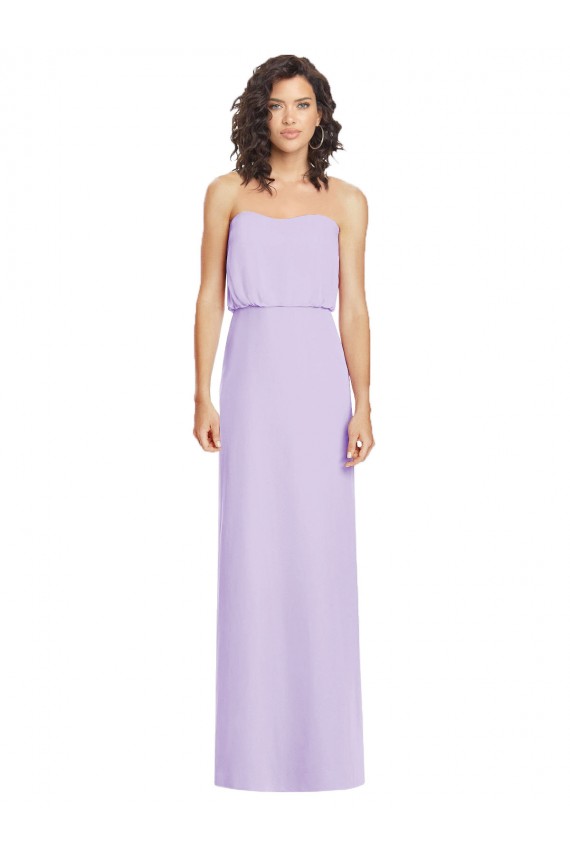 Lilac Strapless Sleeveless Low Back A-Line Formal Dress / Bridesmaid Dress Windon