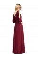 Burgundy V-Neck Bell Sleeves V-Back Trumpet Formal Dress / Bridesmaid Dress Windon
