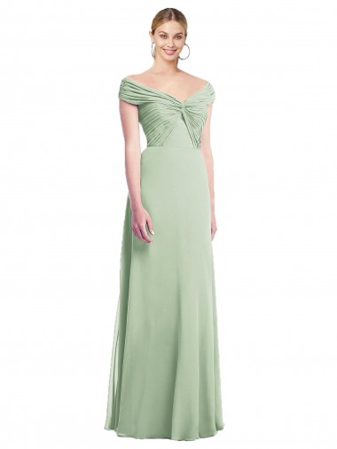 Sage Off the Shoulder Sleeveless Trumpet Bridesmaid Dress Windon