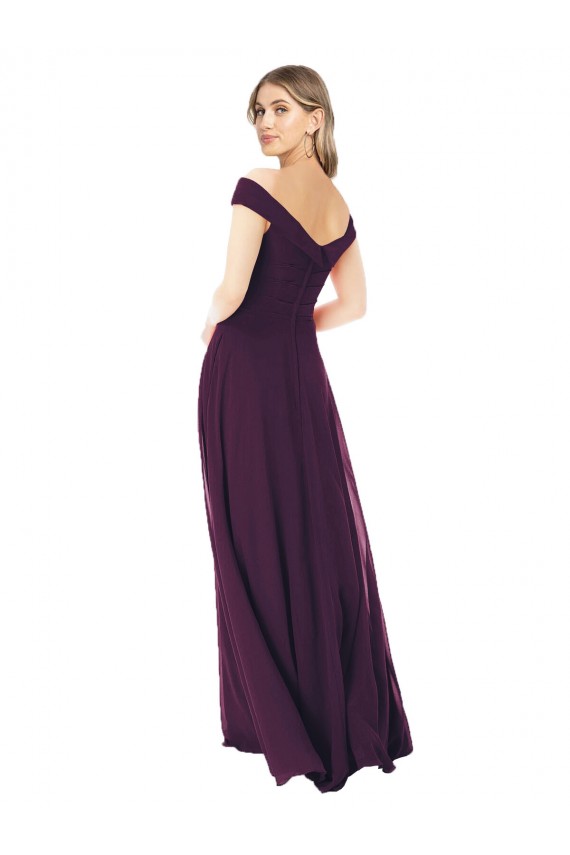 Grape Off the Shoulder Sleeveless A-Line Bridal Party Dress Windon
