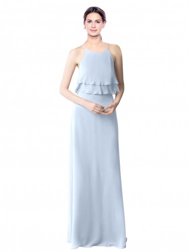 Light Sky Blue Halter Neck Sleeveless A-Line Bridesmaid Dresses Windon