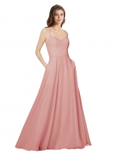 Bliss Pink Strapless Sleeveless Open Back A-Line Bridesmaid Dress Windon