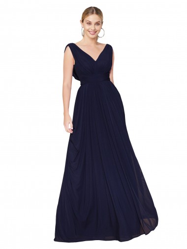 Dark Navy High Neck Sleeveless A-Line Formal Evening Gown / Prom Dress / Bridesmaid Dress Windon