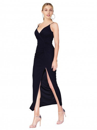 Dark Navy High Neck Sleeveless V-Back Soft Chiffon Mermaid Formal Evening Gown / Prom Dress / Bridesmaid Dress Windon