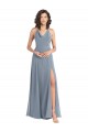 Dusty Blue Cowl Neck Sleeveless V-Back A-Line Bridesmaid Dress Windon