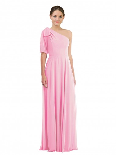 Barely Pink One Shoulder Sleeveless Trumpet Semi Formal Evening Dress / Bridesmaid Dress Windon