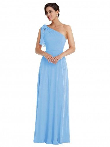 Periwinkle One Shoulder Sleeveless Trumpet Semi Formal Evening Dress / Bridesmaid Dress Windon