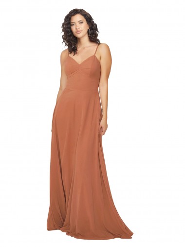 Rosewood V-Neck Sleeveless Keyhole Back A-Line Bridesmaid Dress Windon
