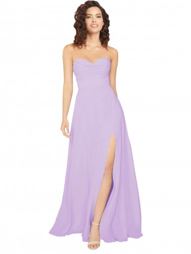 Lilac Strapless Sleeveless Low Back A-Line Bridesmaid Dress / Evening Dress Windon