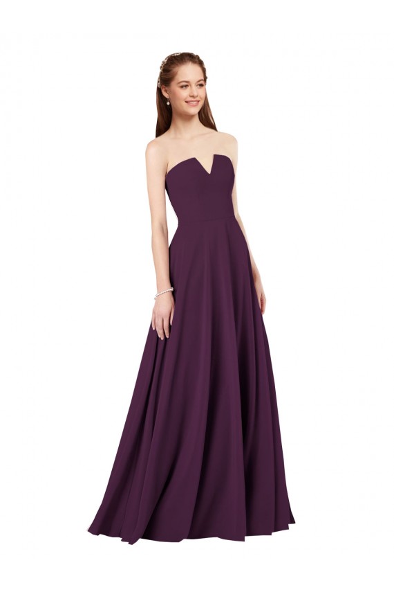 Grape Strapless Sleeveless Low Back A-Line Formal Dress / Bridesmaid Dress Windon