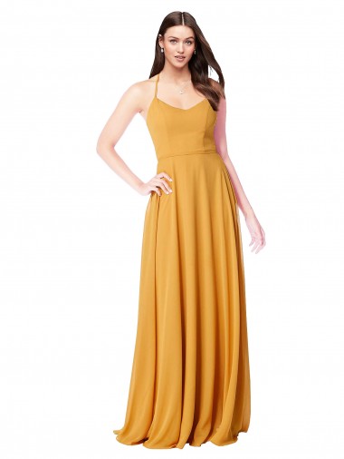 Saffron V-Neck Sleeveless A-Line Formal Dress / Bridesmaid Dress Windon