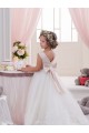 Ivory Bateau Neck Sleeveless V-Back Ball Gown Flower Girl Dresses Windon