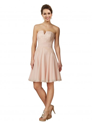 Pink Sweetheart Sleeveless Soft Chiffon & Lace A-Line Bridesmaid Dress Windon