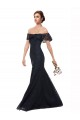 Dark Navy Off the Shoulder Flutter Sleeves Mermaid Prom Dress / Bridesmaid Dress Windon
