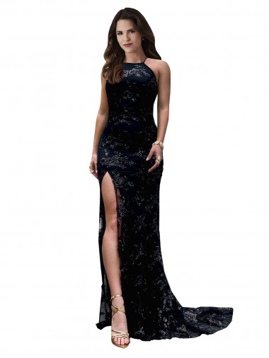 Black High Neck Sleeveless Open Back Mermaid Black Tie Evening Gown / Prom Dress / Bridesmaid Dress Windon