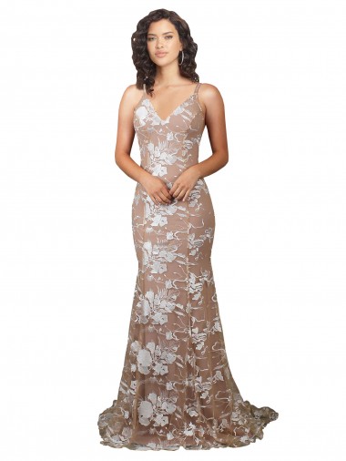 Champagne V-Neck Sleeveless Open Back Mermaid Wedding Dress Windon