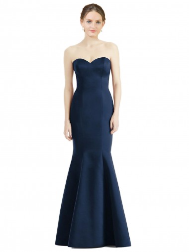 Dark Navy Sweetheart Sleeveless Mermaid Bridesmaid Dress Windon