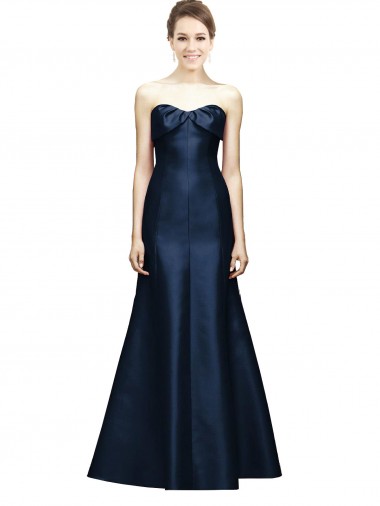 Dark Navy Strapless Sleeveless Mermaid Bridesmaid Dress Windon