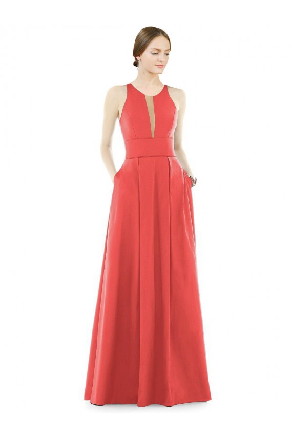 Firecracker Jewel Neck Sleeveless A-Line Bridesmaid Dress Windon