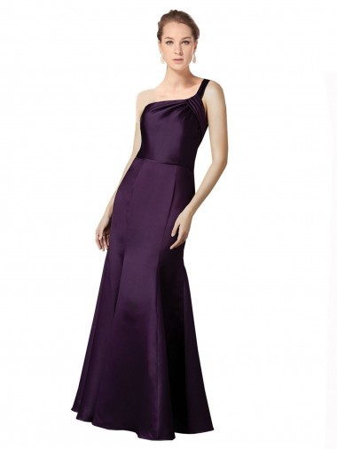 Grape One Shoulder Sleeveless Mermaid Prom Dress / Bridesmaid Dress Windon
