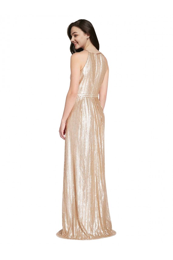Gold High Neck Sleeveless Sheath Formal Evening Gown / Prom Dress / Bridesmaid Dress Windon