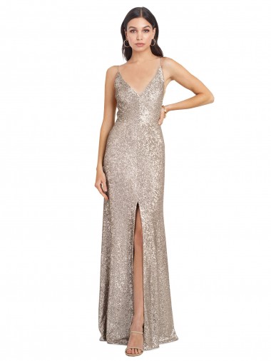 Silver High Neck Sleeveless V-Back Sheath Formal Evening Gown / Prom Dress / Bridesmaid Dress Windon